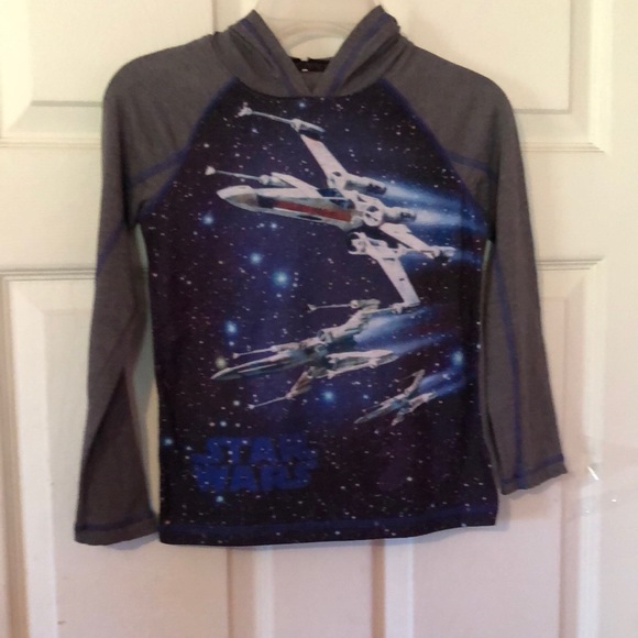 Star Wars Multicolor X-Wing Fighter Print T-Shirt Hoodie Boys Medium M 5/6 - Picture 1 of 12